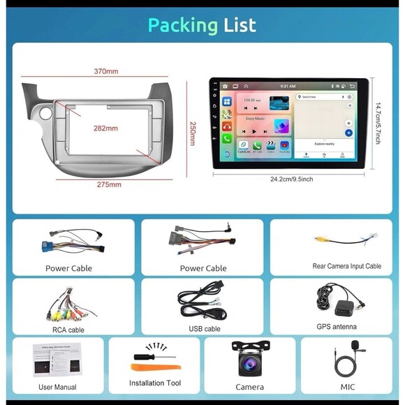 Car Stereo for Honda Fit 2008-2013 Android 10.1''Touchscreen Backup Camera New - Picture 8 of 8